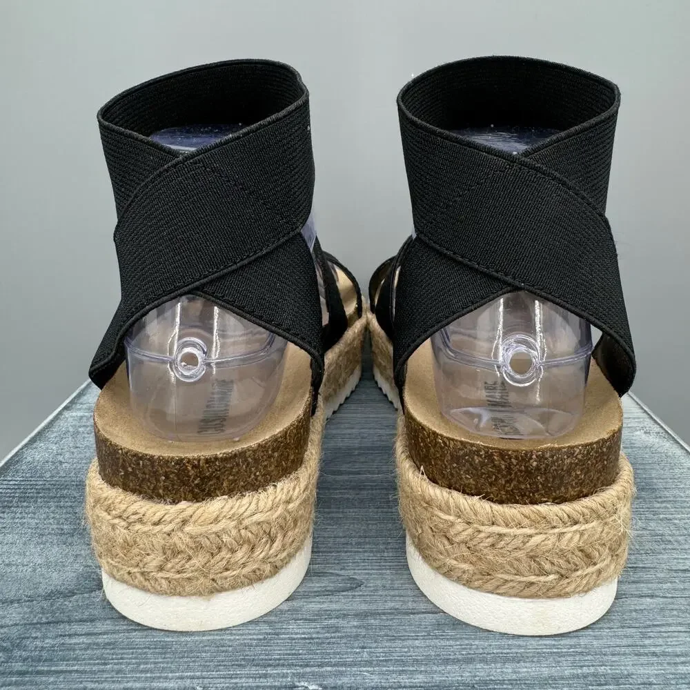 NEW Cushionaire Women’s Mandy Stretch Platform Sandals Black Size 7.5M